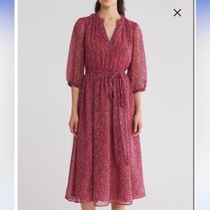 Floral Chiffon Midi Dress